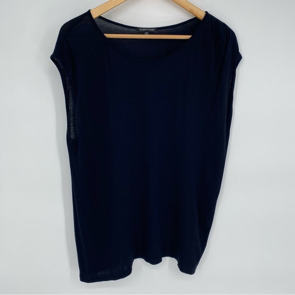 Eileen Fisher Top Flowy Sleeveless Pleated Shoulder Quiet‎ Luxury Oversized XS